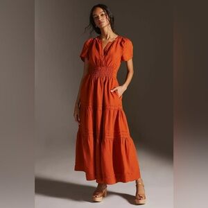 Anthropologie The Somerset Maxi Dress: Linen Edition, Red